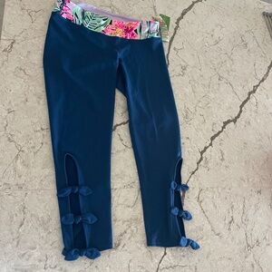 NEW Lilly Pulitzer Noelani Weekender Midi Leggings Inky Navy, Women’s Size Large